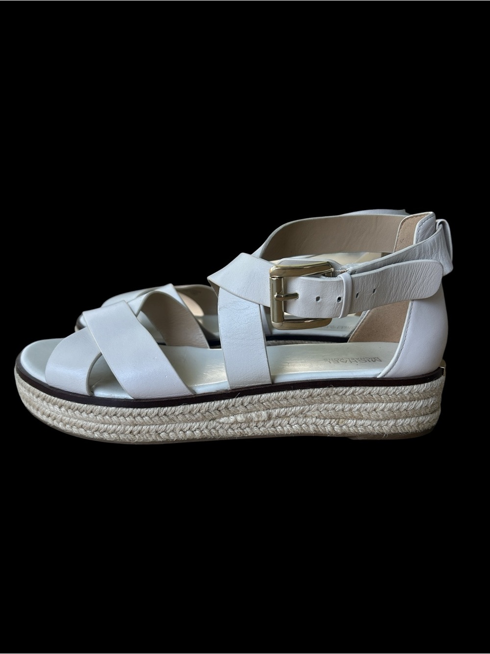 Michael Kors Ivory Sandals with Gold Buckles - Picture 4 of 8